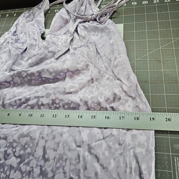 Topshop Heart Jacquard Slip Dress Womens Size 10 Purple Silky Maxi Fairy Elegant - Picture 10 of 12